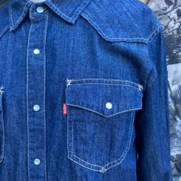 Levi's Barstow Triple Stitch High Quality Pearl Snap Western Shirt Men's Medium - Picture 5 of 16